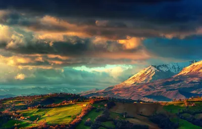 Dreamy Depicting Wallpaper Nature Wallpaper 4K 2048x1315 Hd, Desktop, Wallpaper:, Depicting, A, Dramatic, Landscape, With, Snow-capped, Mountains, Lush, Green, Brown, Ultrawide, Full HD