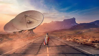 Fantasy Vast Desert Landscape Nature Wallpaper 4K 1920x1080 A, Fantasy, Hd, Desktop, Wallpaper, Featuring, Vast, Desert, Landscape, Giant, Satellite, Dish, Gray, Brown, Ultrawide, Full HD