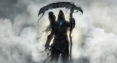 Dark Grim Reaper Tattered Cloak Black/Dark Wallpaper 4K 2198x1198 Blue, Full HD, Ultrawide