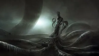 Radiant Dark Wallpaper Black/Dark Wallpaper 4K 1920x1080 Dark, Ominous, Desktop, Wallpaper, Featuring, An, H.p., Lovecraft-inspired, Creature, Multiple, Tentacles, Enveloped, Gray, Ultrawide, Full HD