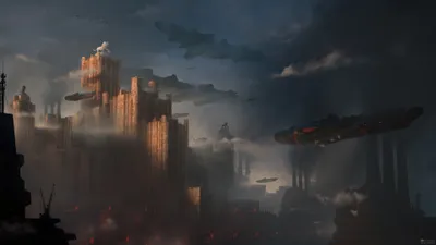 Dark Sci Cityscape World Wallpaper 4K 3838x2158 Sci‑fi, Ultrawide, QHD