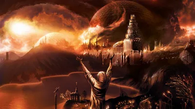 Dark Robed Wallpaper Fantasy Wallpaper 4K 1920x1080 Hd, Pc, Desktop, Wallpaper, Robed, Figure, Raises, Arms, Toward, Glowing, Fantasy, City, Brown, Ultrawide, Full HD