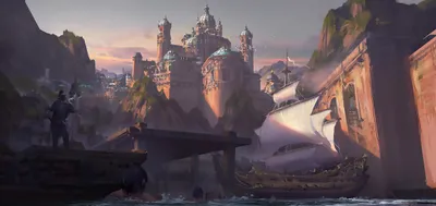 Panoramic Fantasy City Perched World Wallpaper 4K 2287x1080 Hd, Pc, Desktop, Wallpaper, Panoramic, Fantasy, City, Perched, Cliffs, Domed, Towers, Bridges, Gray, Ultrawide, Full HD