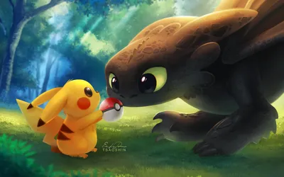 Crossover Between Pikachu Pok Mon Fantasy Wallpaper 4K 1920x1200 A, Hd, Desktop, Wallpaper, Featuring, Crossover, Between, Pikachu, Pok, Mon, Toothless, How, Orange, Ultrawide, Full HD