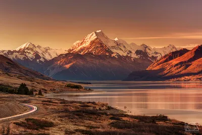Sunset Lake Pukaki Framed Majestic Nature Wallpaper 4K 1918x1278 Cook, Ultrawide
