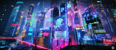 Neon Drenched Sci World Wallpaper 4K 2798x1223 Neon-drenched, Sci‑fi, Ultrawide, QHD
