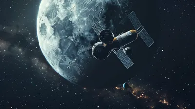 International Space Station Space Wallpaper 4K 2912x1632 Hd, Wallpaper, Featuring, The, International, Space, Station, Orbiting, Near, Moon, Stars, Nebulae, Gray, White, Ultrawide, QHD