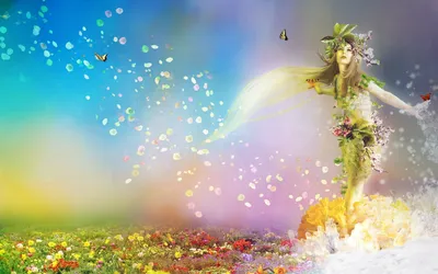 Misty Mystical Wallpaper Fantasy Wallpaper 4K 1920x1200 A, Mystical, Woman, Dances, Through, Vibrant, Garden, Filled, Colorful, Flowers, Butterflies, Set, White, Ultrawide, Full HD