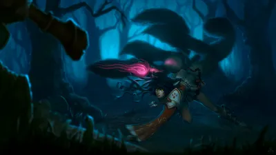 Dark Atmospheric Ahri League Black/Dark Wallpaper 4K 5112x2876 Dark, Atmospheric, 4k, Ultra, Hd, Pc, Wallpaper, Featuring, Ahri, League, Legends, Shadowy, Brown, Yellow, Ultrawide