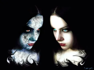 Crisp Two Wallpaper Black/Dark Wallpaper 4K 3200x2400 Hd, Pc, Desktop, Wallpaper, Featuring, Two, Dark-themed, Women, Intense, Expressions, One, Cracked, White, Landscape, QHD
