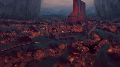 Epic Sprawling Wallpaper Fantasy Wallpaper 4K 1920x1080 A, Sprawling, Fantasy, City, At, Dusk, With, Glowing, Lights, Towering, Structures, Depicted, Gray, Ultrawide, Full HD