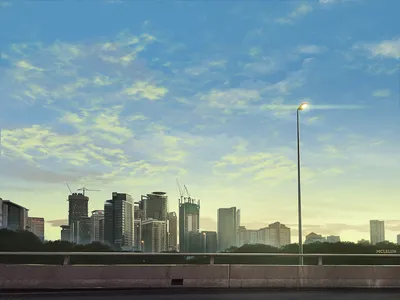 Sleek Anime Wallpaper World Wallpaper 4K 1920x1440 Hd, Anime, Cityscape, Wallpaper, Depicting, A, Modern, Urban, Skyline, Under, Partly, Cloudy, Pink, Gray, Landscape, Full HD