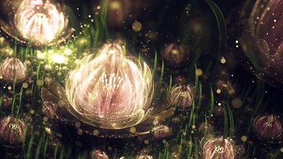 Sleek Abstract Wallpaper Nature Wallpaper 4K 1920x1080 Abstract, Fractal, Art, Featuring, Luminous, Lotus, Flowers, Amidst, Dreamy, Creating, Vibrant, Enchanting, Gray, White, Ultrawide, Full HD