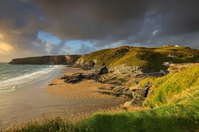 Dramatic Coastline Rugged Cliffs Sandy Nature Wallpaper 4K 2046x1363 Full HD, Ultrawide