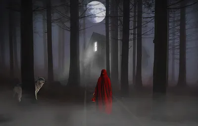 Dark Wolf Fantasy Red Animals Wallpaper 4K 1918x1221 Hood, Ultrawide