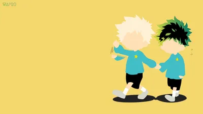 Anime Hero Academia Chibi Minimal Wallpaper 4K 3840x2160 Anime, My, Hero, Academia, 4k, Ultra, Hd, Pc, Desktop, Chibi, Deku, Bakugo, Orange, White, Ultrawide