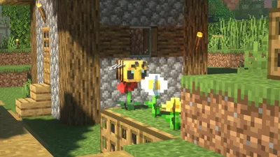 Radiant Minecraft Wallpaper Games Wallpaper 4K 3840x2160 4k, Ultra, Hd, Minecraft, Pc, Wallpaper, Showing, A, Bee, Hovering, Near, Flowers, White, Brown, Green, Ultrawide