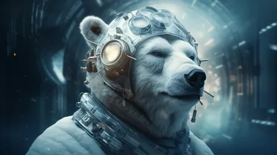 Futuristic Polar Bear Space Wallpaper 4K 2910x1630 Bear, Sci‑fi, Ultrawide, QHD