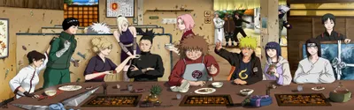 Dark Anime Wallpaper Abstract Wallpaper 4K 3840x1200 Anime, Naruto, Characters, Enjoy, A, Meal, Together, In, Cozy, Restaurant, Setting, Desktop, Gray, Brown, Ultrawide, 4k