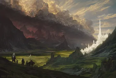 Vibrant Dramatic Wallpaper Nature Wallpaper 4K 2560x1730 A, Dramatic, Fantasy, Landscape, Inspired, By, The, Lord, Rings, Featuring, Dark, Clouds, Gray, QHD