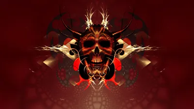 Bold Dark Wallpaper Abstract Wallpaper 4K 1920x1080 Hd, Desktop, Wallpaper, Featuring, A, Dark, Red-toned, Skull, Intricate, Fiery, Horn-like, Patterns, Brown, Red, Ultrawide, Full HD