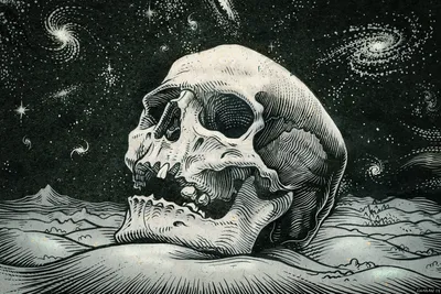 Serene Detailed Wallpaper Space Wallpaper 4K 1920x1280 Hd, Desktop, Wallpaper, Featuring, A, Detailed, Skull, Illustration, Against, Dark, Starry, Cosmic, Gray, Landscape, Full HD
