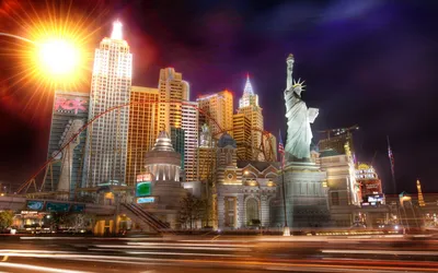 Vibrant Vibrant Wallpaper Black/Dark Wallpaper 4K 1920x1200 A, Vibrant, Hd, Wallpaper, Of, Las, Vegas, Featuring, Iconic, Man-made, Skyscrapers, Statue, Orange, Gray, Brown, Ultrawide, Full HD