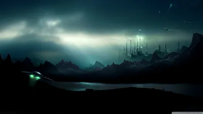 Futuristic Sci Cityscape World Wallpaper 4K 2560x1440 Futuristic, Sci-fi, Cityscape, With, Towering, Structures, Under, A, Moody, Sky, Set, Against, White, Gray, Ultrawide, QHD