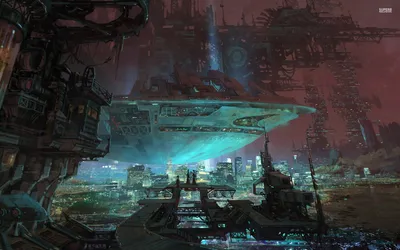 Dark Sci Wallpaper World Wallpaper 4K 1920x1200 Hd, Sci-fi, Cityscape, Featuring, Futuristic, Buildings, And, A, Glowing, Spacecraft, Creating, Immersive, Brown, Ultrawide, Full HD