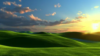Vivid Windows Landscape Rolling Green Nature Wallpaper 4K 2910x1630 Ultrawide, QHD, Xp-style