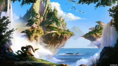 Bright Oriental Wallpaper Nature Wallpaper 4K 2560x1440 Hd, Desktop, Wallpaper:, Featuring, An, Oriental, Dragon, In, Fantasy, Landscape, Floating, Islands, White, Ultrawide, QHD