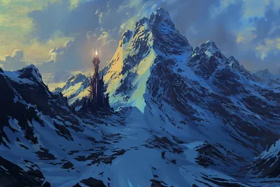 Depicting Fantasy Landscape Towering Nature Wallpaper 4K 1920x1280 Hd, Desktop, Wallpaper, Depicting, A, Fantasy, Landscape, With, Towering, Structure, Amidst, Snowy, Brown, Full HD