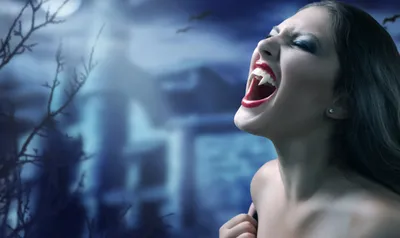 Misty Fantasy Wallpaper Space Wallpaper 4K 5000x2978 Hd, Desktop, Wallpaper, Featuring, A, Fantasy, Vampire, Showcasing, Menacing, Woman, Fangs, Red, Gray, Ultrawide, 4k