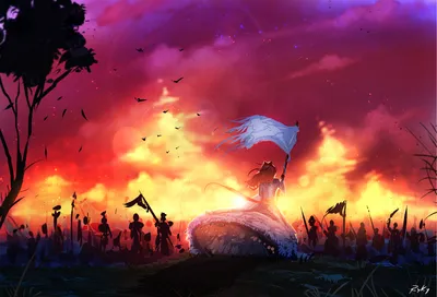 Misty Fantasy Wallpaper Fantasy Wallpaper 4K 1920x1305 Hd, Fantasy, Wallpaper, Featuring, A, Woman, Holding, Flag, Surrounded, Spectacular, Fiery, Battlefield, White, Pink, Brown, Landscape, Full HD