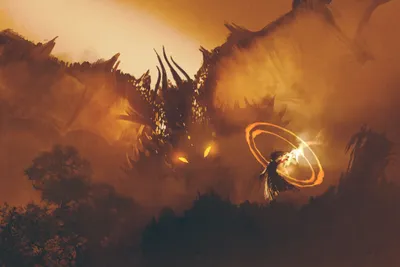 Dreamy Massive Wallpaper Fantasy Wallpaper 4K 4500x3000 A, Stunning, Hd, Desktop, Wallpaper, Featuring, Massive, Dragon), Glowing, Eyes, Emerging, Shadows, Brown, Landscape, 4k