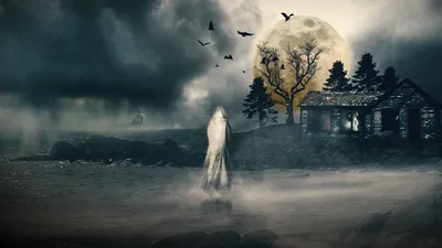 Fantasy Dark Eerie Night Glowing Black/Dark Wallpaper 4K 1920x1080 Hd, Fantasy, Wallpaper:, Of, A, Dark, Eerie, Night, Glowing, Full, Moon, Ghostly, Gray, Ultrawide, Full HD