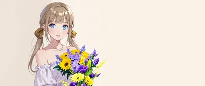 Dark Pastel Wallpaper Minimal Wallpaper 4K 2560x1080 Pastel, Minimalist, Anime, Hd, Pc, Desktop, Wallpaper, And, Blue-eyed, Blonde, Girl, Holding, White, Ultrawide, QHD