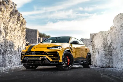 Misty Yellow Wallpaper Cars Wallpaper 4K 5904x3942 A, Yellow, Lamborghini, Urus, Suv, Parked, Between, Rugged, White, Rock, Formations, Captured, Landscape, 4k