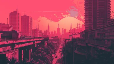 Duotone Cityscape Pink Red Hues World Wallpaper 4K 2910x1630 Hues, Ultrawide, QHD