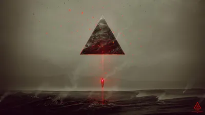 Artistic Floating Triangle Nature Wallpaper 4K 1920x1080 Artistic, Hd, Wallpaper, Of, A, Floating, Triangle, Emitting, Red, Beam, Over, Gloomy, Gray, Ultrawide, Full HD