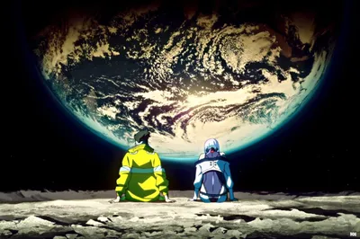 Cyberpunk Edgerunners Two Space Wallpaper 4K 2560x1707 Cyberpunk, Edgerunners, Hd, Pc, Desktop, Wallpaper, Featuring, Two, Characters, Sitting, Lunar, Gray, White, Landscape, QHD