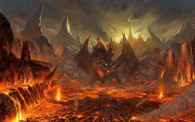 Menacing Dragon Amidst Fantasy Wallpaper 4K 1920x1210 Hd, Desktop, Wallpaper, Featuring, A, Menacing, Dragon), Amidst, Fiery, Rocky, Landscape, Erupting, Brown, Ultrawide, Full HD