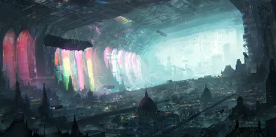 Vibrant Futuristic Cityscape Colorful World Wallpaper 4K 2998x1488 Ultrawide, QHD