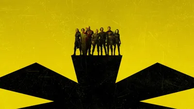 Vibrant Thunderbolts Wallpaper Black/Dark Wallpaper 4K 3840x2160 Thunderbolts*, (2025)*, 4k, Uhd, Pc, Desktop, Wallpaper, Silhouetted, Squad, Stands, Atop, Yellow, Purple, Ultrawide