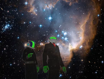 Vibrant Two Daft Space Wallpaper 4K 1740x1323 A, Vibrant, Hd, Wallpaper, Featuring, Two, Daft, Punk-inspired, Figures, Against, Stunning, Nebula, Brown, Gray, Landscape