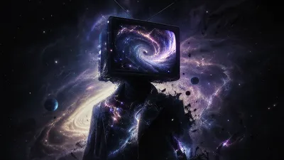 Head Figure Suit Swirling Galaxy Space Wallpaper 4K 3840x2160 4k, Ultra, Hd, Pc, Desktop, Wallpaper, Tv-head, Figure, Suit, Swirling, Galaxy, Screen, Gray, Brown, Ultrawide