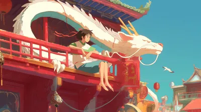 Calm Anime Wallpaper Fantasy Wallpaper 4K 2912x1632 Hd, Anime, Desktop, Wallpaper, Featuring, Chihiro, From, Spirited, Away, Sitting, Red, Bridge, Pink, White, Ultrawide, QHD