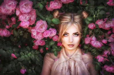 Pink Flower Blue Eyes Nature Wallpaper 4K 1920x1260 Pink, Flower, Blue, Eyes, Blonde, Woman, Model, Desktop, Gray, White, Ultrawide, Full HD