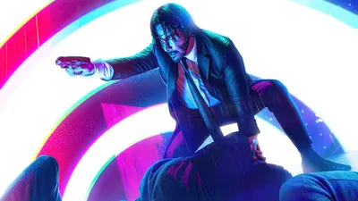 Calm Movie Wallpaper Abstract Wallpaper 4K 1920x1080 Movie, Assassin, In, A, Suit, Firing, Pistol, Amid, Neon, Rings, Rain-slicked, Intensity, White, Ultrawide, Full HD