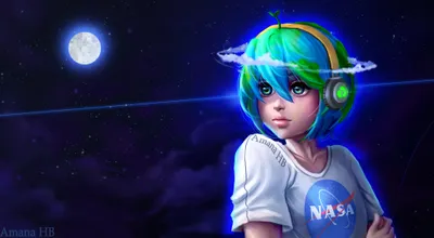 Anime Earth Chan Space Wallpaper 4K 3998x2198 Earth-chan, Green-blue, Hair, Ultrawide, 4k
